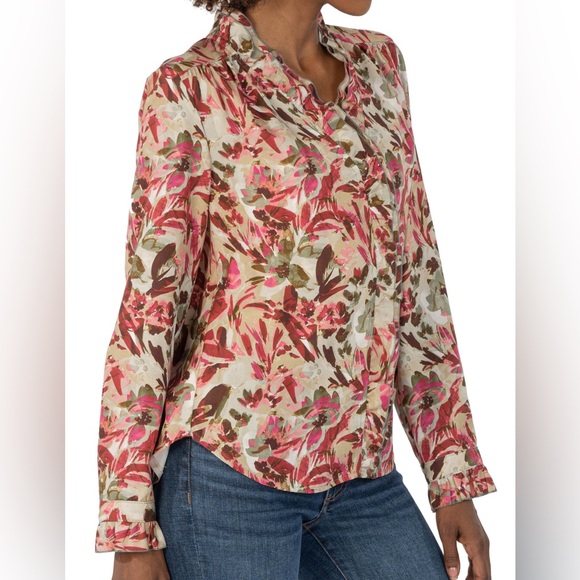 Meara Floral Long Sleeve Blouse KUT from the Kloth Medium - Picture 2 of 16